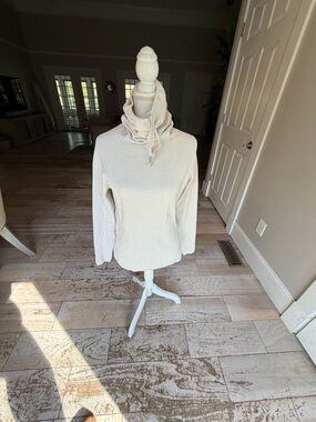 Cyrus Off-White Cowl Neck Drawstring Sweater